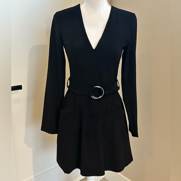 Zara Suede V Neck Dress w/ Belt - NWOT - Medium - Picture 2 of 5